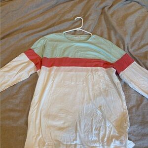 Marine Layer Long Sleeve Tee - Mint, Coral, and White